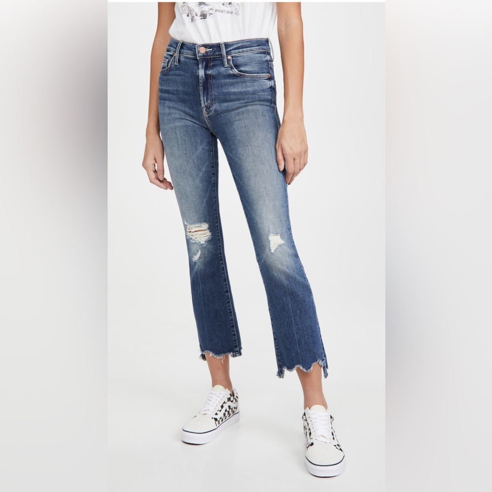 Mother The Insider Crop Step Chew jeans in “dancing on coals” wash, size 34